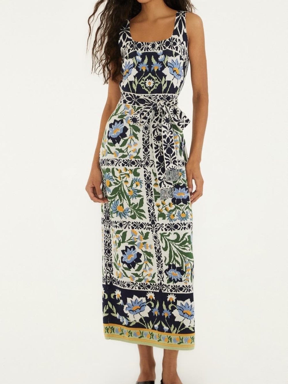 Farm RIO Black Manoela Belted Knit Midi Dress